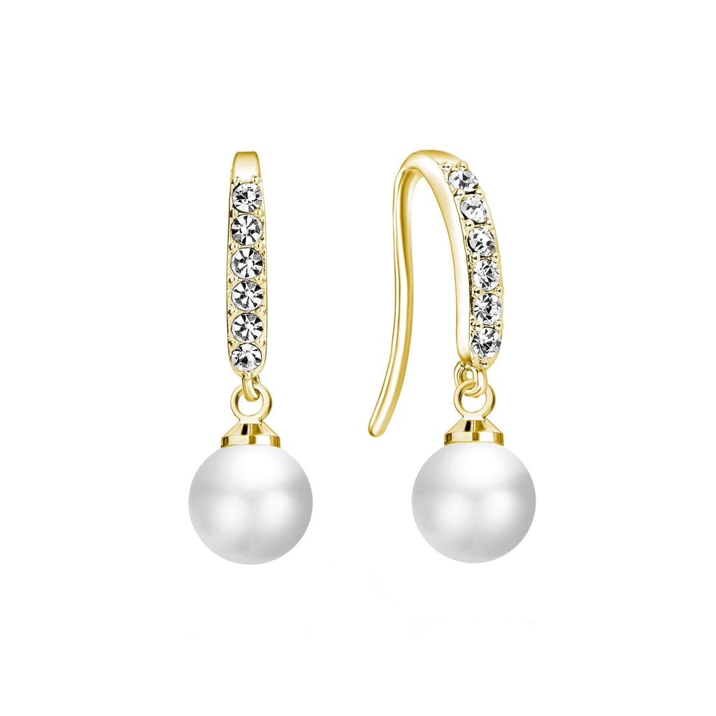 18k Gold Plated I Couldn't Say I Do Without You Pearl Drop Bridal Earrings Created with Zircondia® Crystals