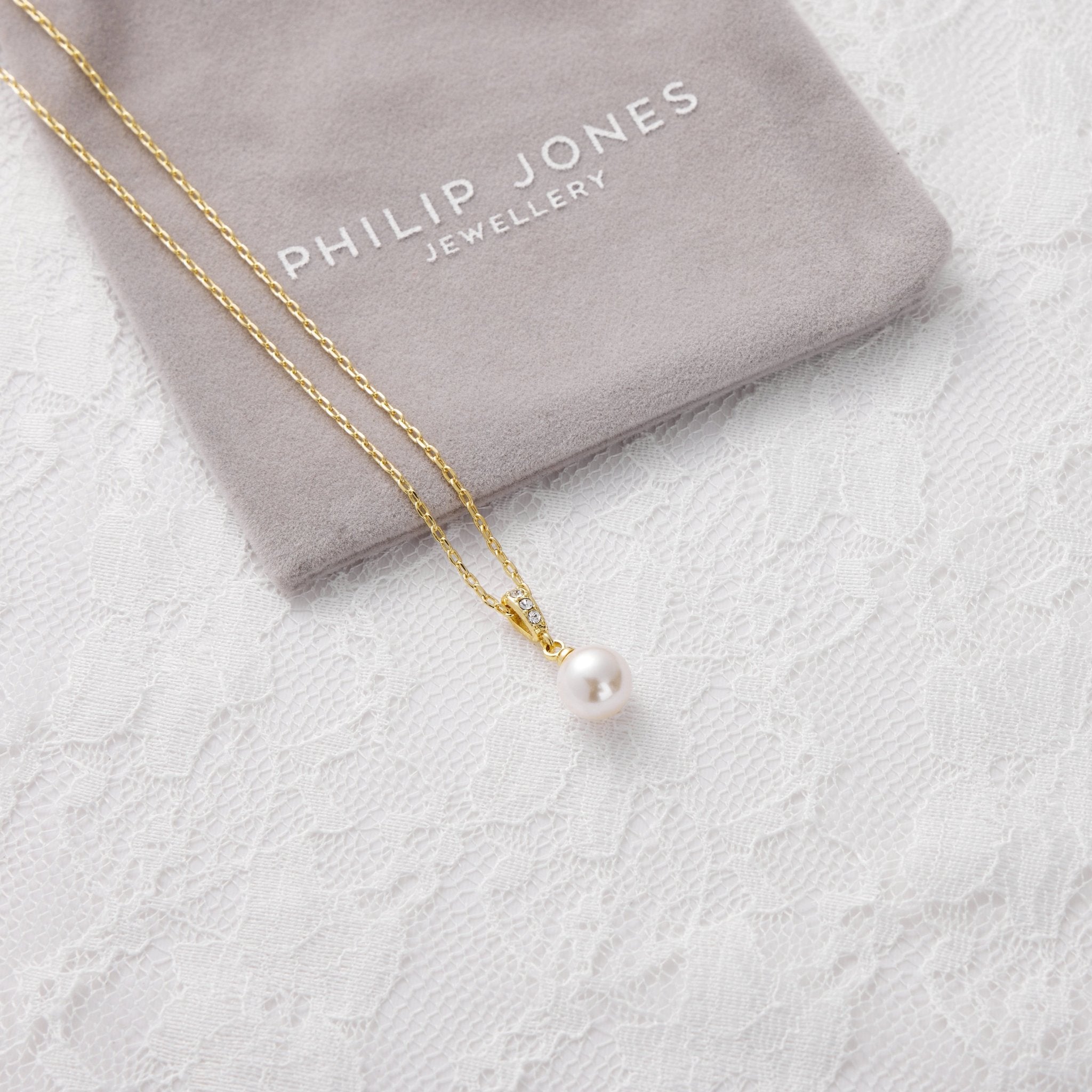 18k Gold Plated I Couldn't Say I Do Without You Pearl Drop Bridal Necklace Created with Zircondia® Crystals