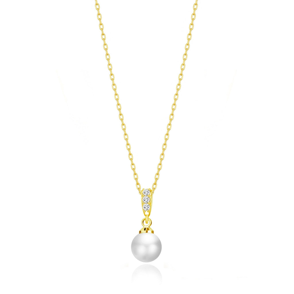 18k Gold Plated Pearl Drop Necklace Created with Zircondia® Crystals