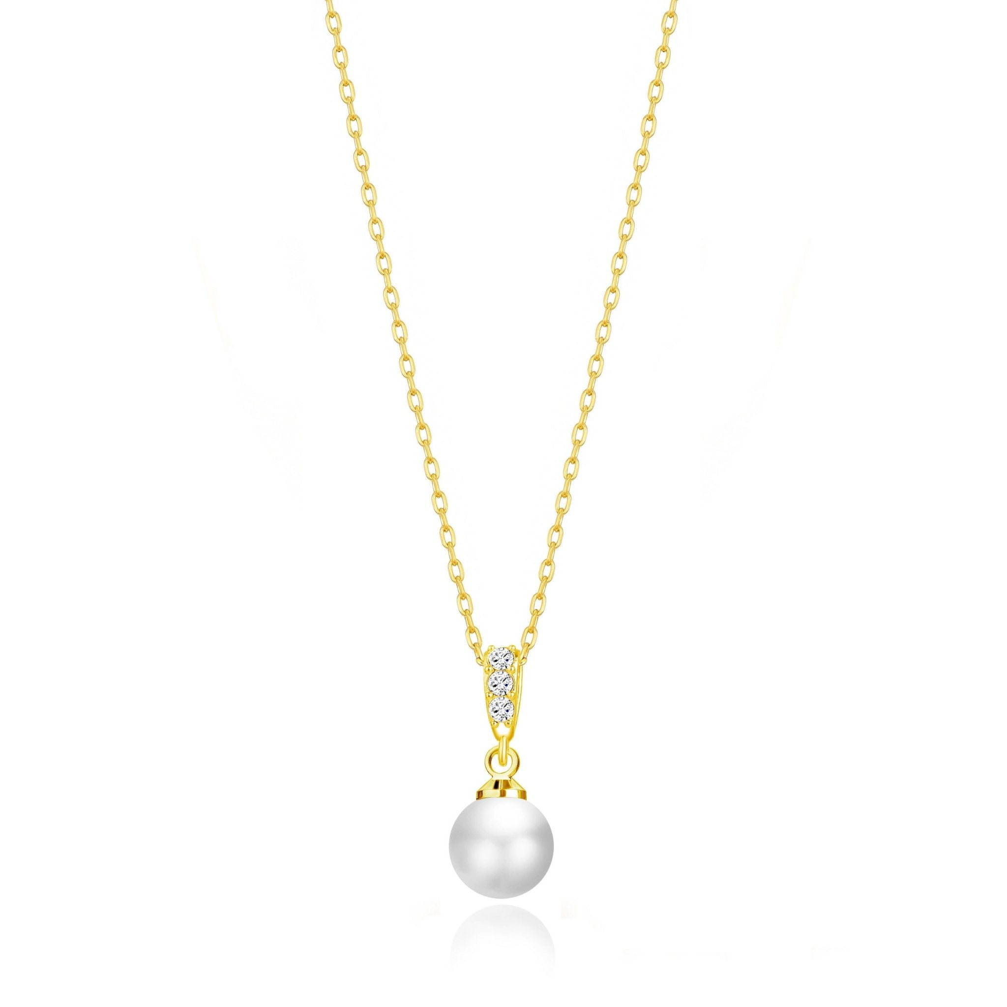 18k Gold Plated Pearl Drop Necklace Created with Zircondia® Crystals