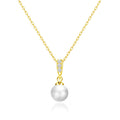18k Gold Plated Pearl Drop Necklace Created with Zircondia® Crystals