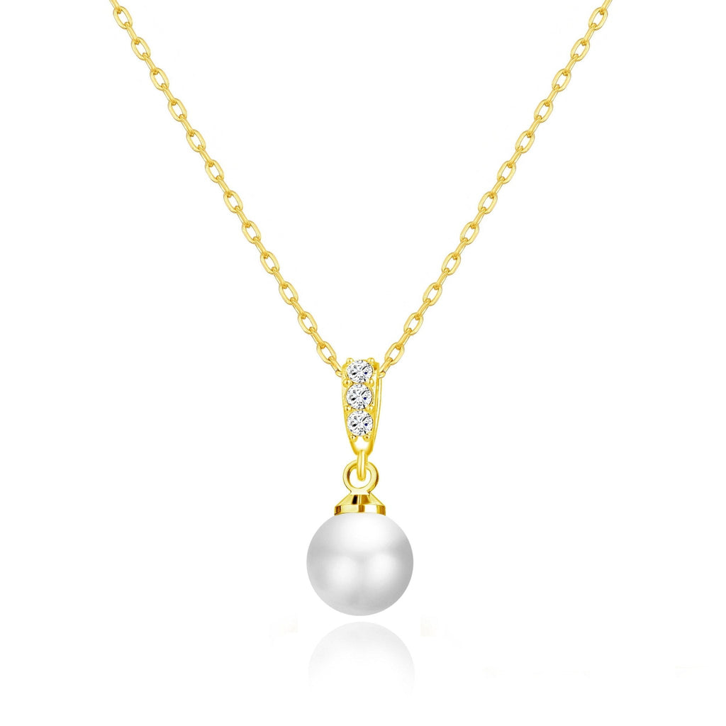18k Gold Plated I Couldn't Say I Do Without You Pearl Drop Bridal Necklace Created with Zircondia® Crystals