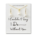 18k Gold Plated I Couldn't Say I Do Without You Pearl Drop Bridal Set Created with Zircondia® Crystals
