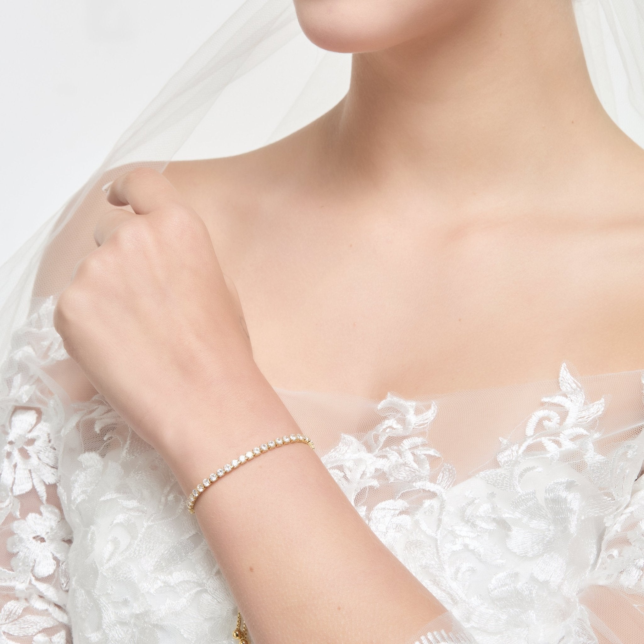 18k Gold Plated I Couldn't Say I Do Without You Solitaire Bridal Bracelet Created with Zircondia® Crystals
