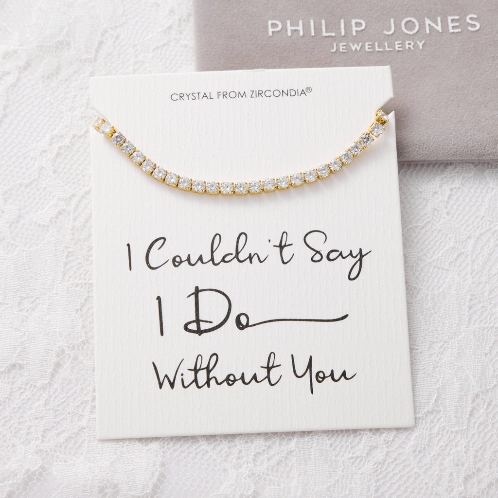 18k Gold Plated I Couldn't Say I Do Without You Solitaire Bridal Bracelet Created with Zircondia® Crystals