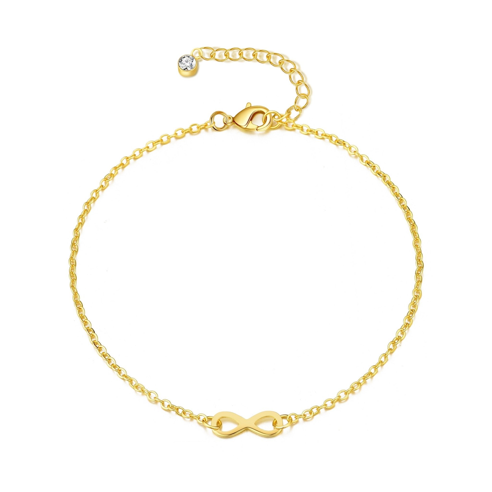 18k Gold Plated Infinity Anklet Created with Zircondia® Crystals