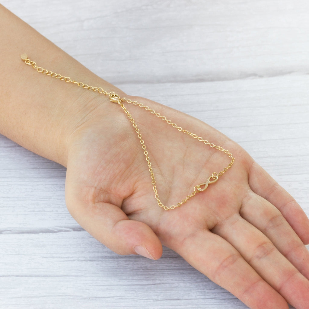 18k Gold Plated Infinity Anklet Created with Zircondia® Crystals