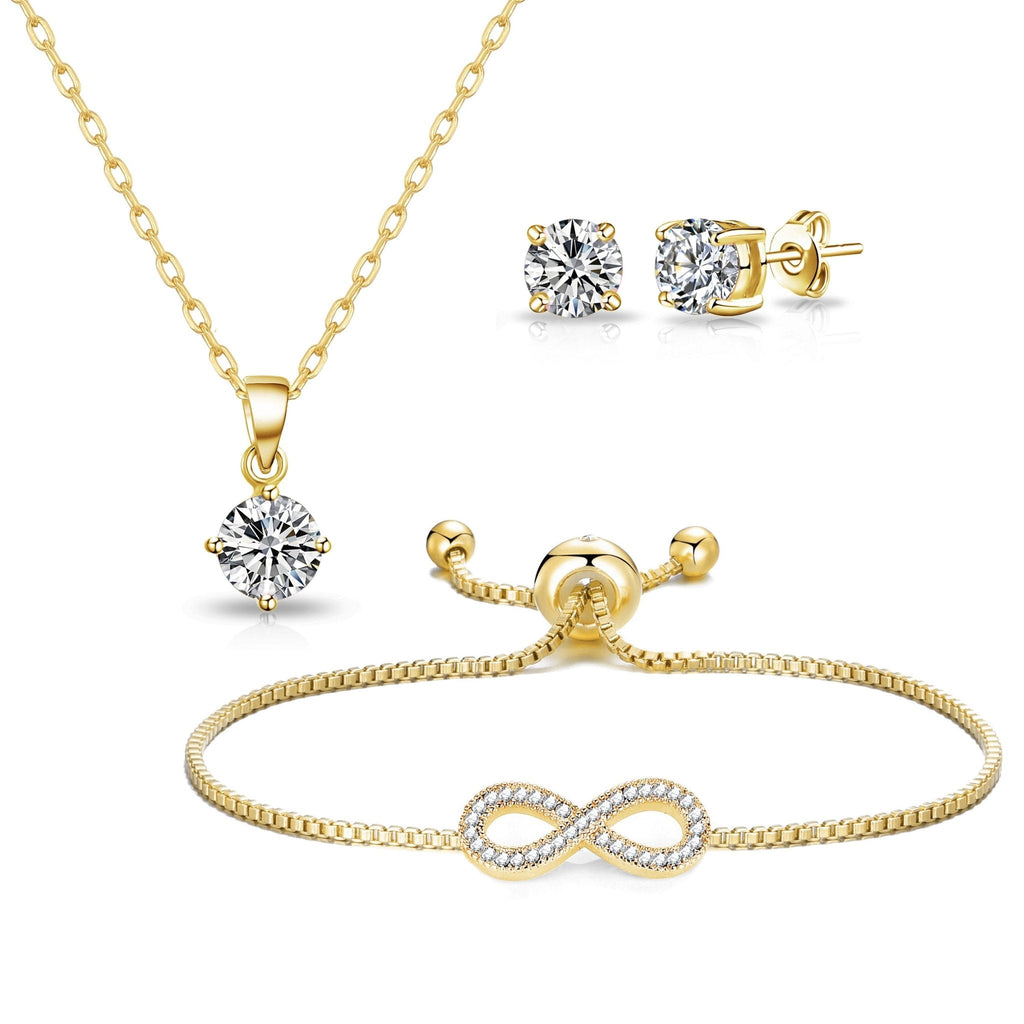 18k Gold Plated Infinity Friendship Slider Set Created with Zircondia® Crystals