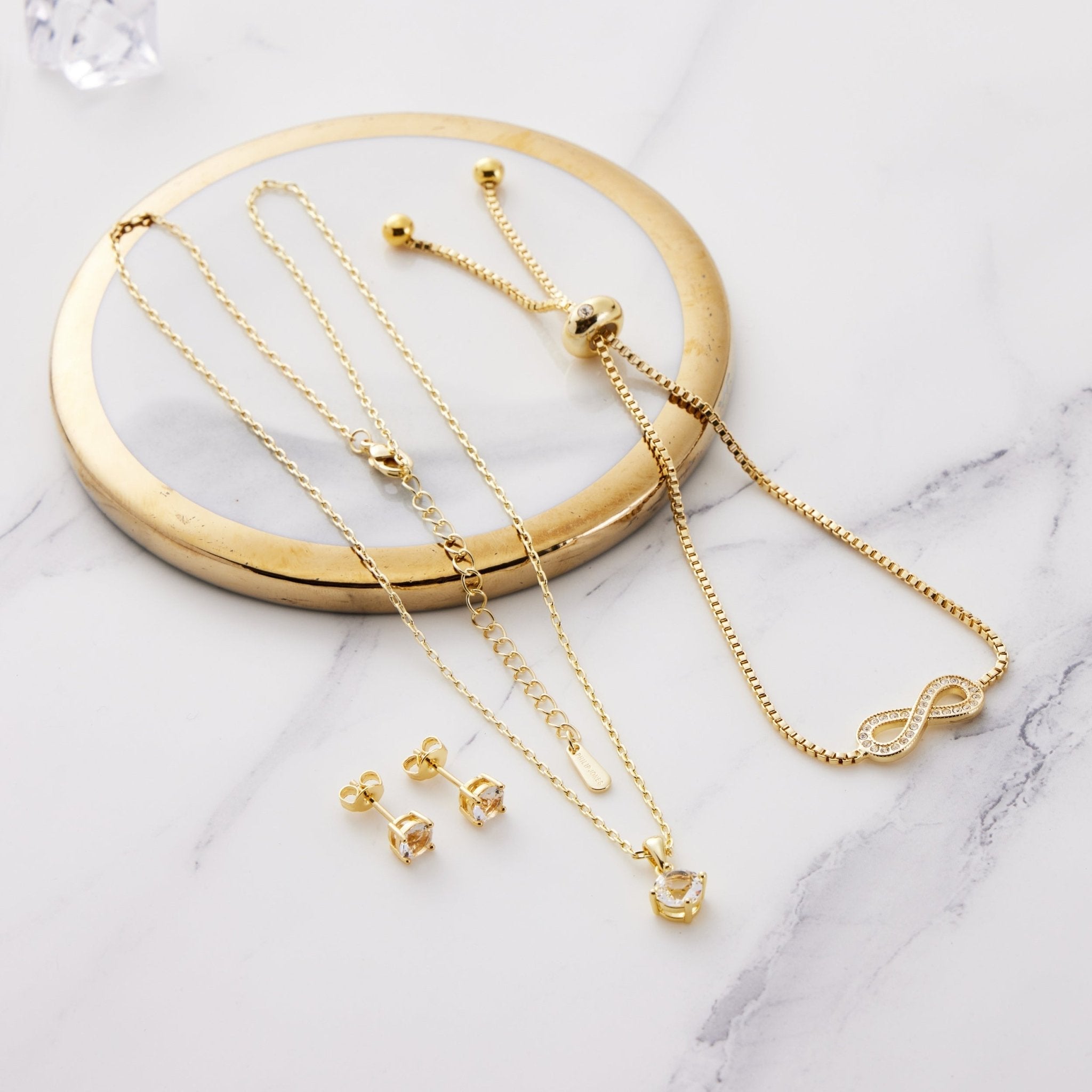 18k Gold Plated Infinity Friendship Slider Set Created with Zircondia® Crystals