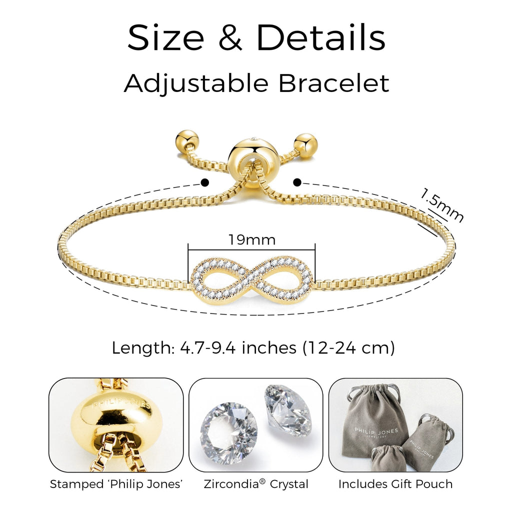 18k Gold Plated Infinity Friendship Slider Set Created with Zircondia® Crystals