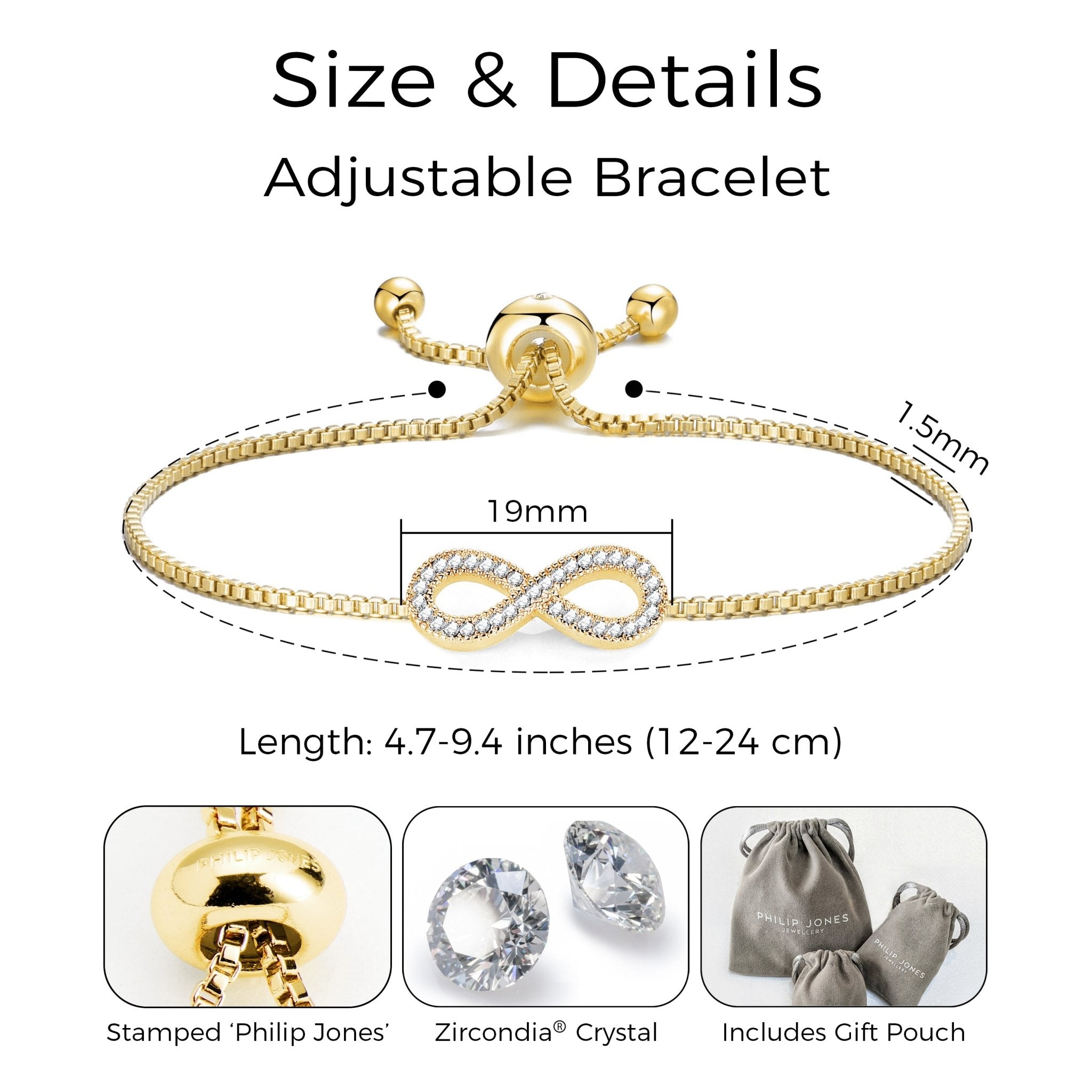 18k Gold Plated Infinity Friendship Slider Set Created with Zircondia® Crystals