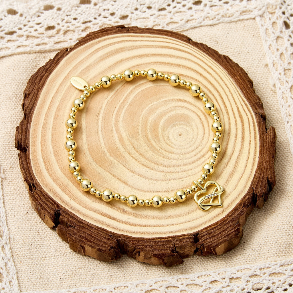 18k Gold Plated Infinity Heart Beaded Stretch Bracelet
