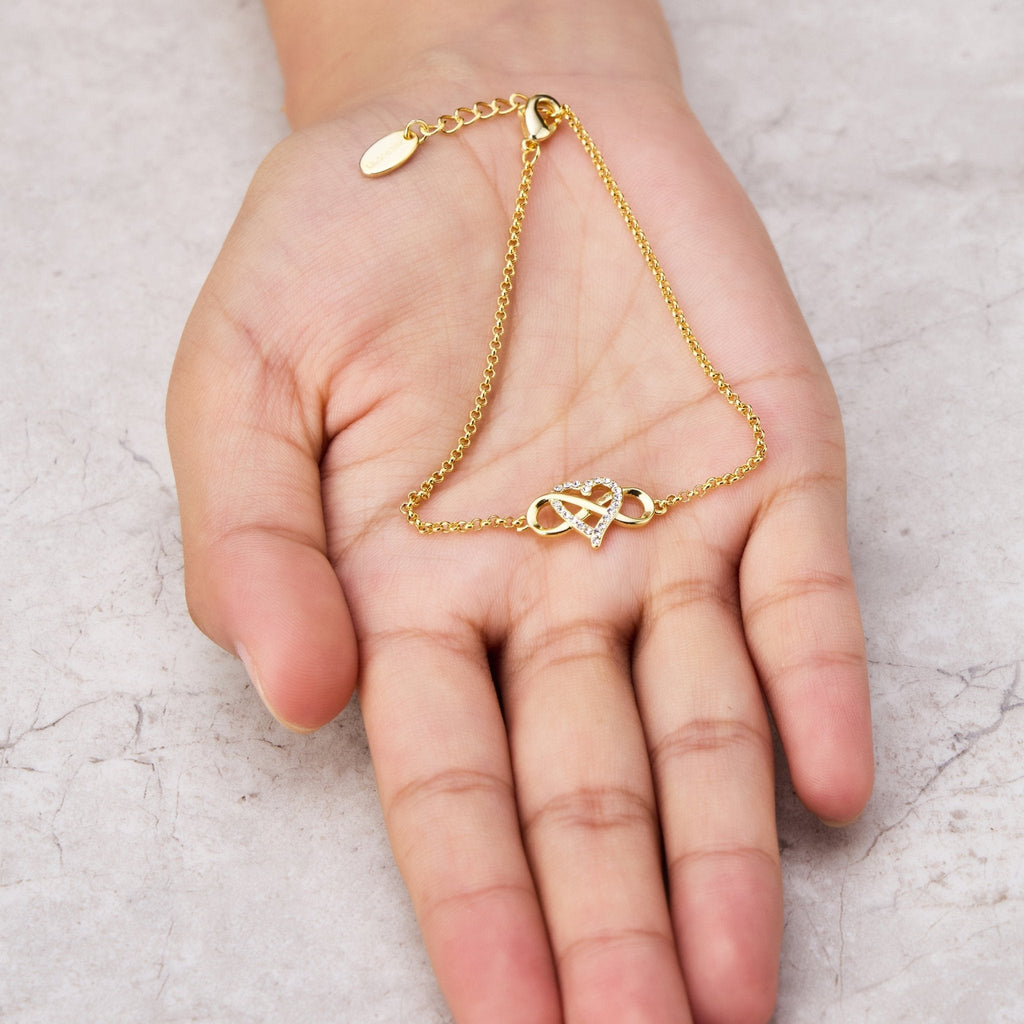18k Gold Plated Infinity Heart Bracelet Created with Zircondia® Crystals