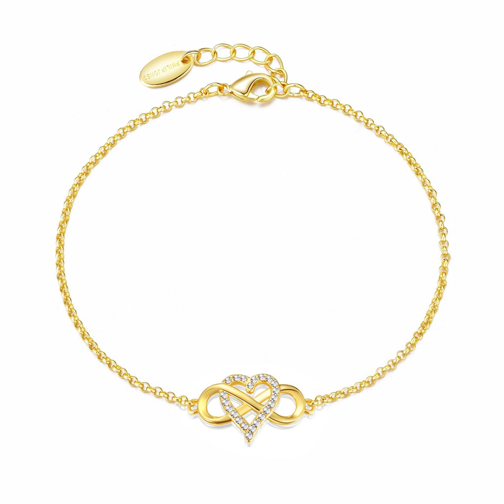 18k Gold Plated Infinity Heart Bracelet Created with Zircondia® Crystals
