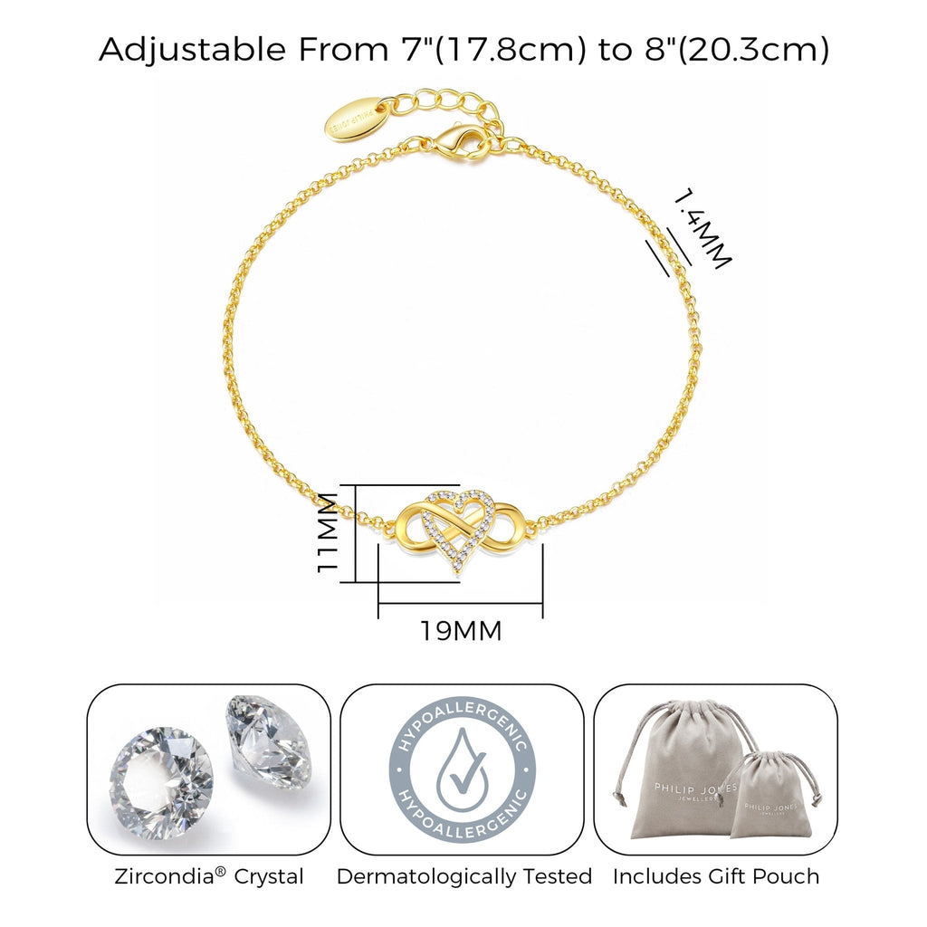 18k Gold Plated Infinity Heart Bracelet Created with Zircondia® Crystals