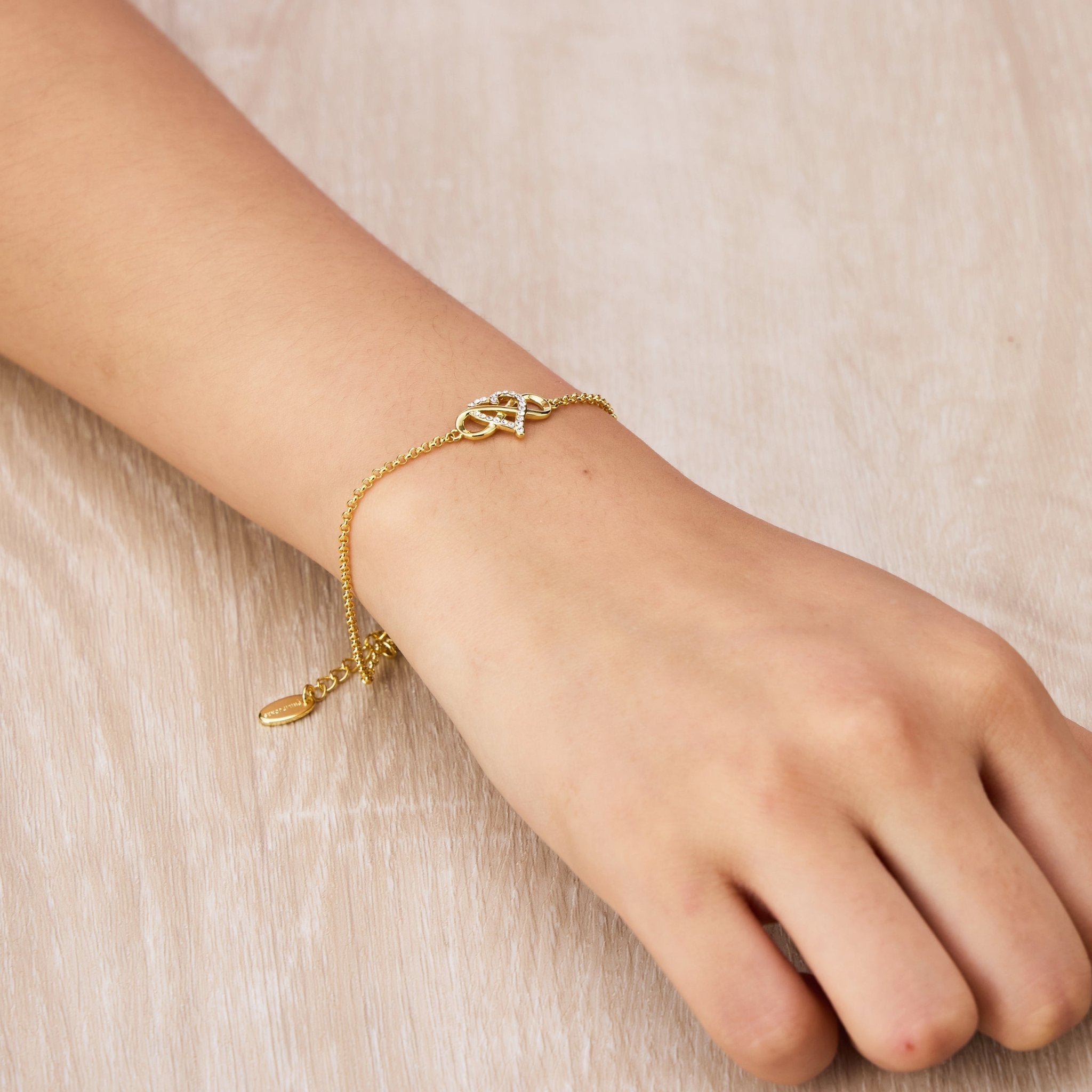 18k Gold Plated Infinity Heart Bracelet Created with Zircondia® Crystals
