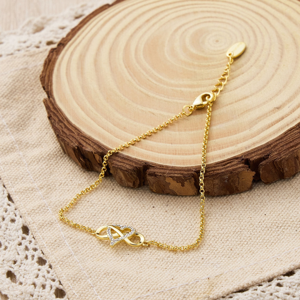 18k Gold Plated Infinity Heart Bracelet Created with Zircondia® Crystals