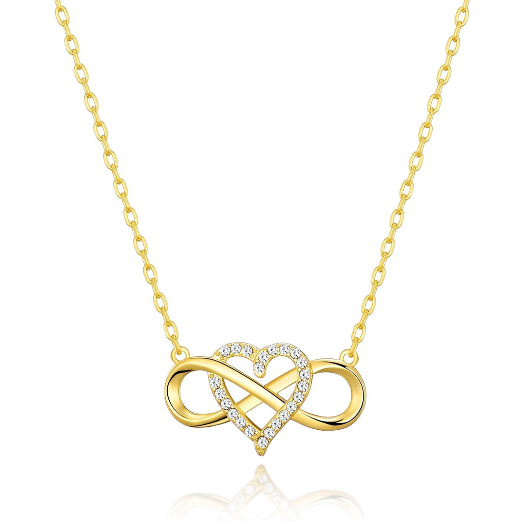 18k Gold Plated Infinity Heart Necklace Created with Zircondia® Crystals