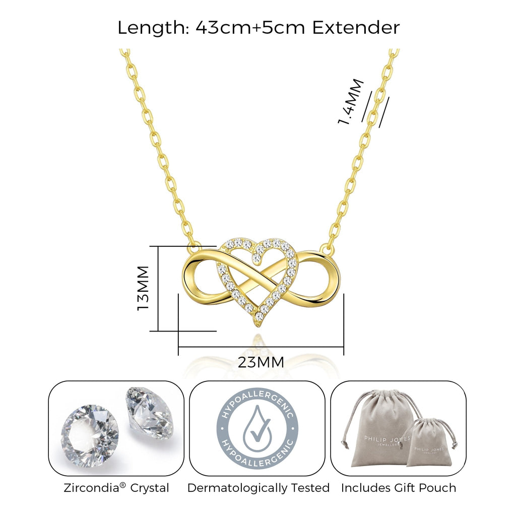 18k Gold Plated Infinity Heart Necklace Created with Zircondia® Crystals