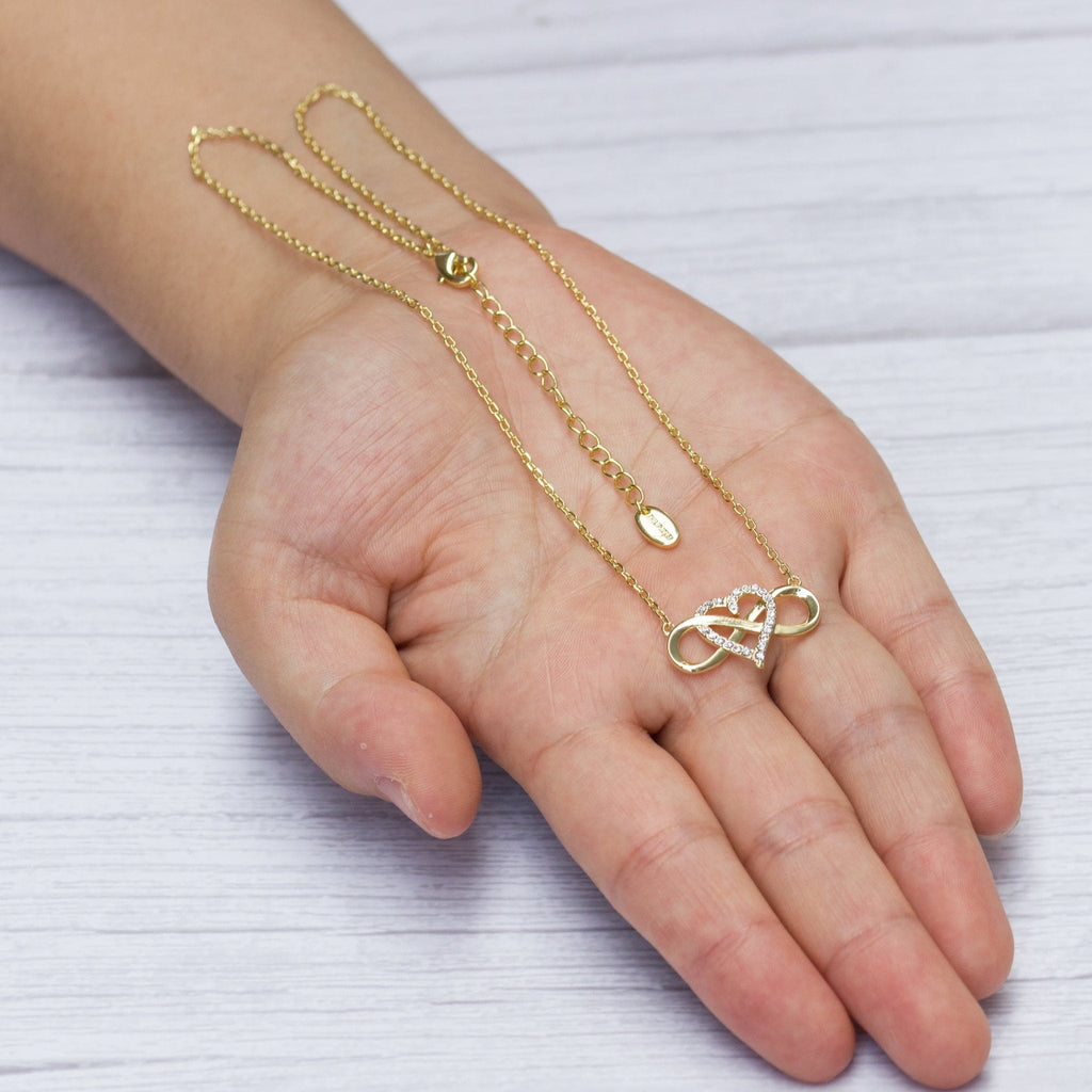 18k Gold Plated Infinity Heart Necklace Created with Zircondia® Crystals