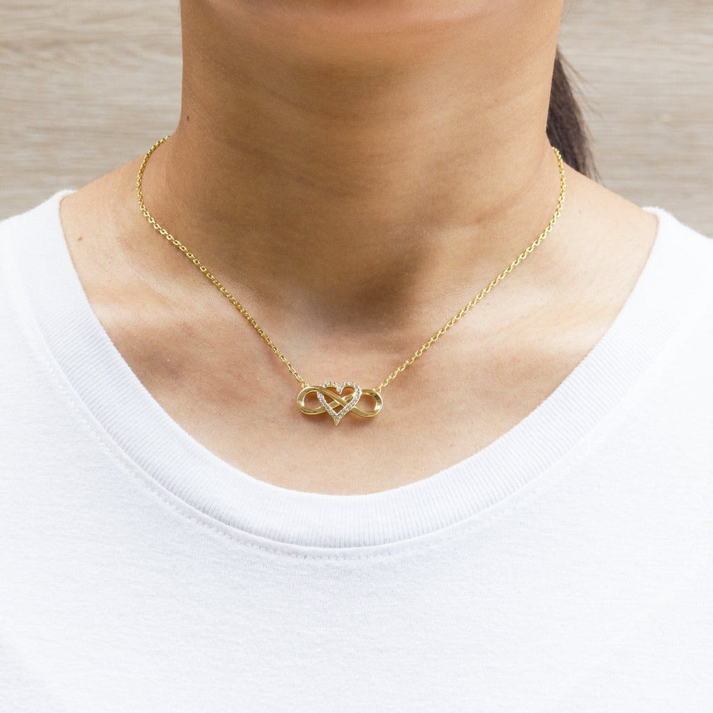 18k Gold Plated Infinity Heart Necklace Created with Zircondia® Crystals