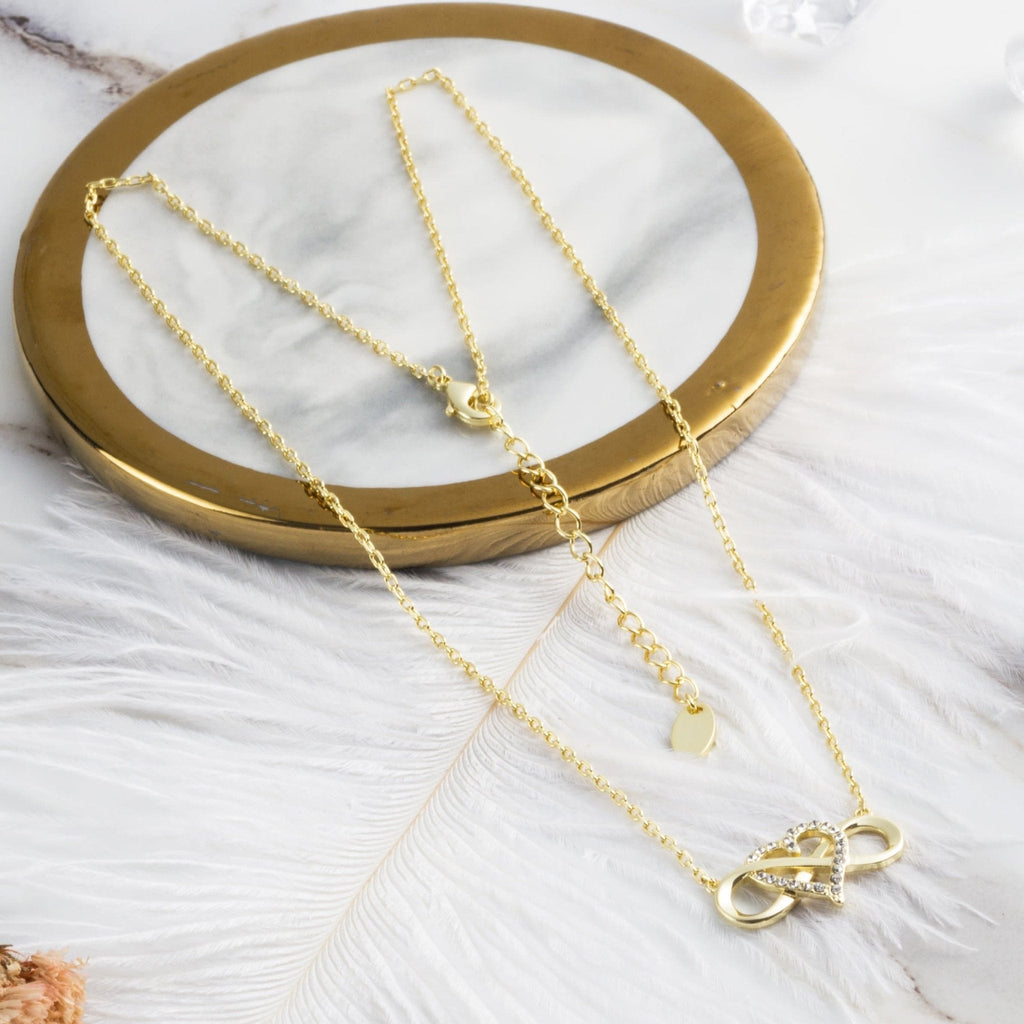 18k Gold Plated Infinity Heart Necklace Created with Zircondia® Crystals