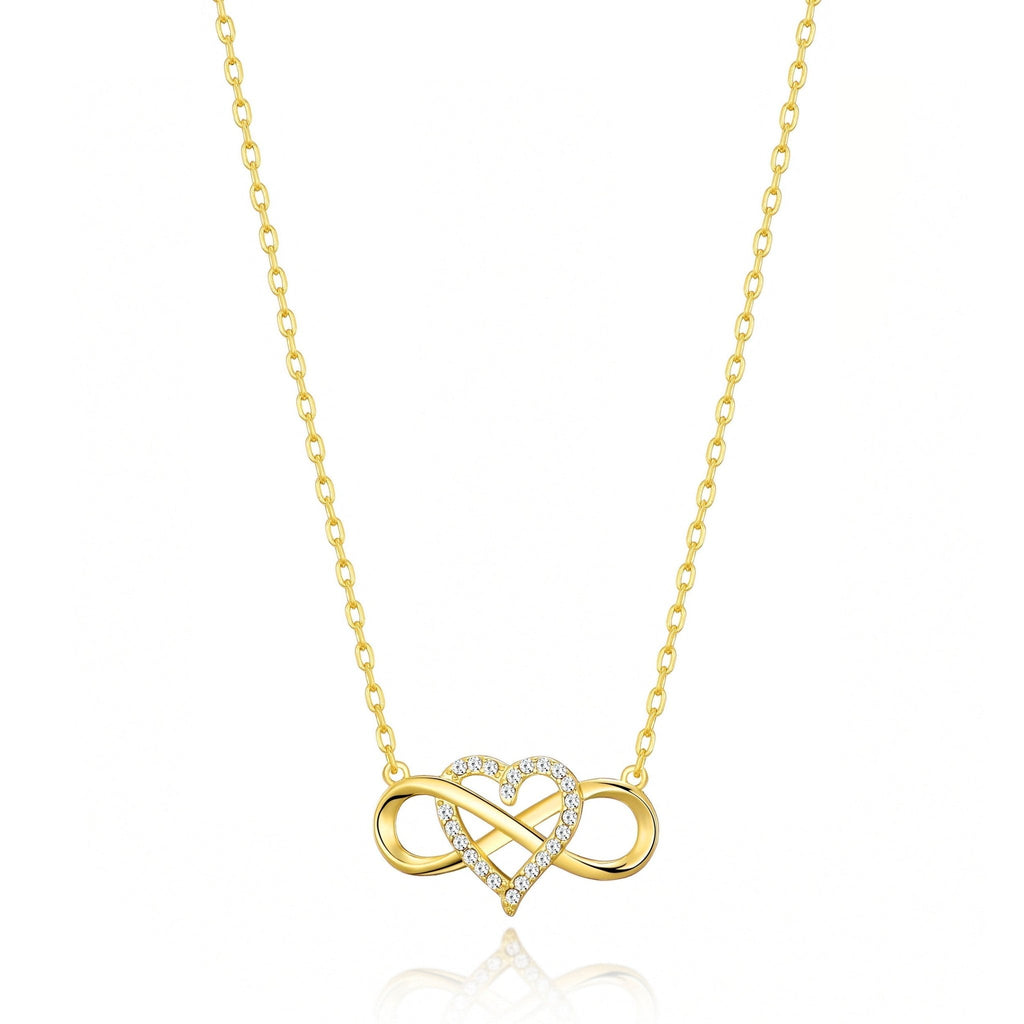18k Gold Plated Infinity Heart Necklace Created with Zircondia® Crystals