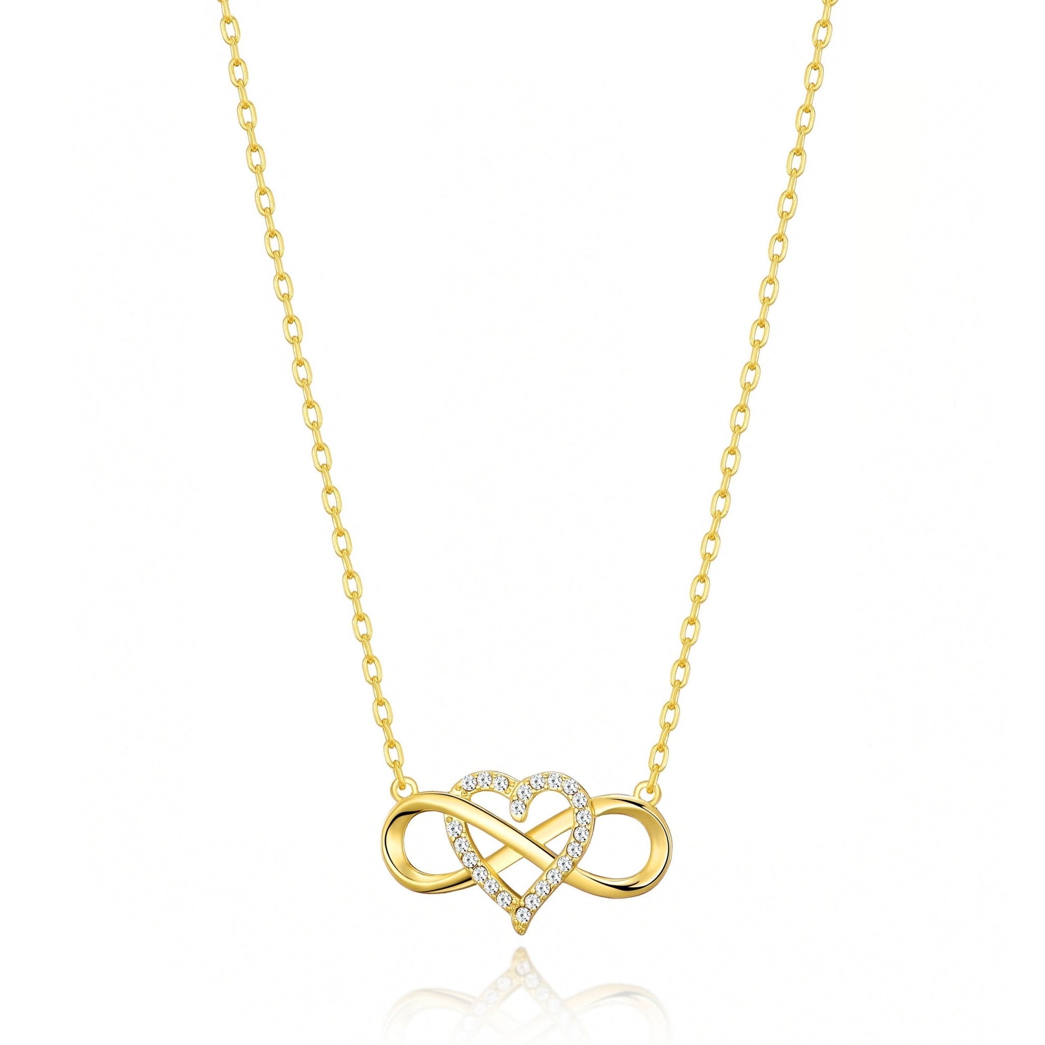 18k Gold Plated Infinity Heart Necklace Created with Zircondia® Crystals