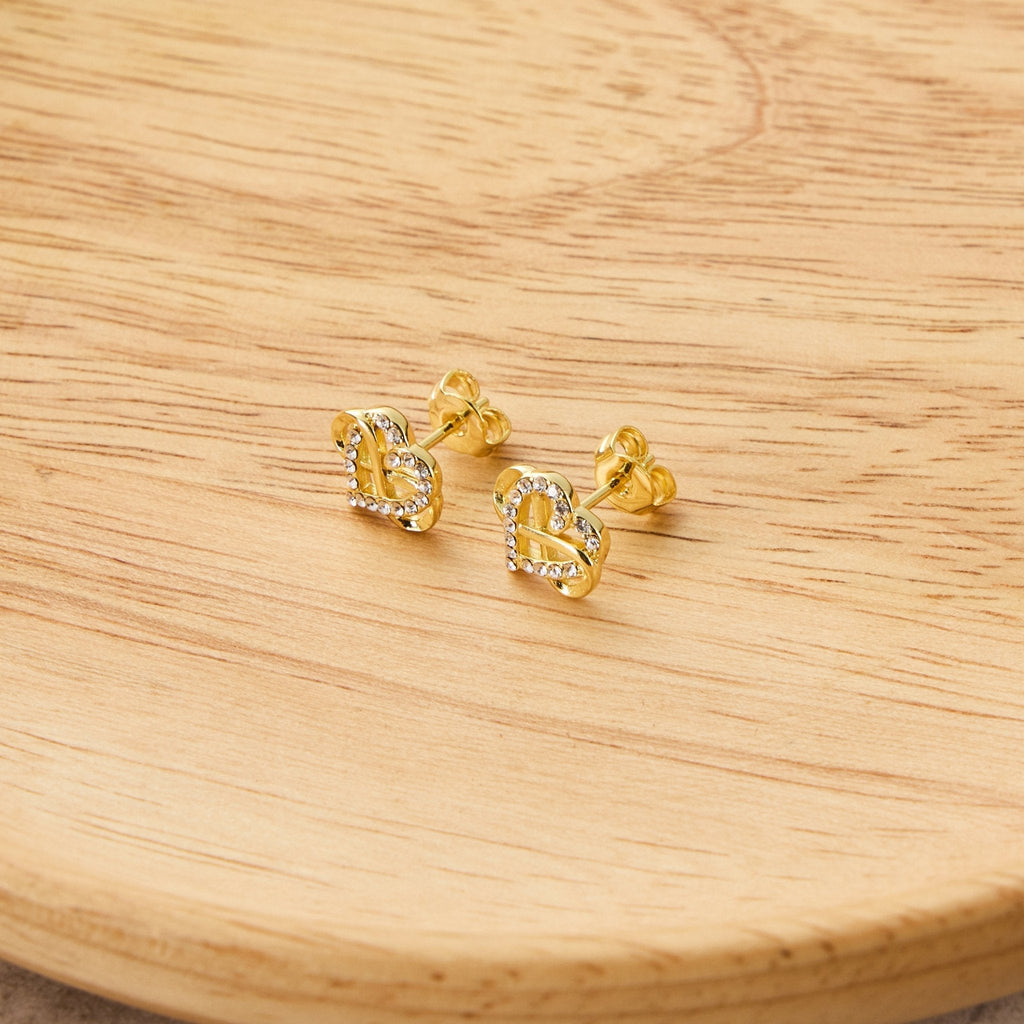18k Gold Plated Infinity Heart Stud Earrings Created with Zircondia® Crystals