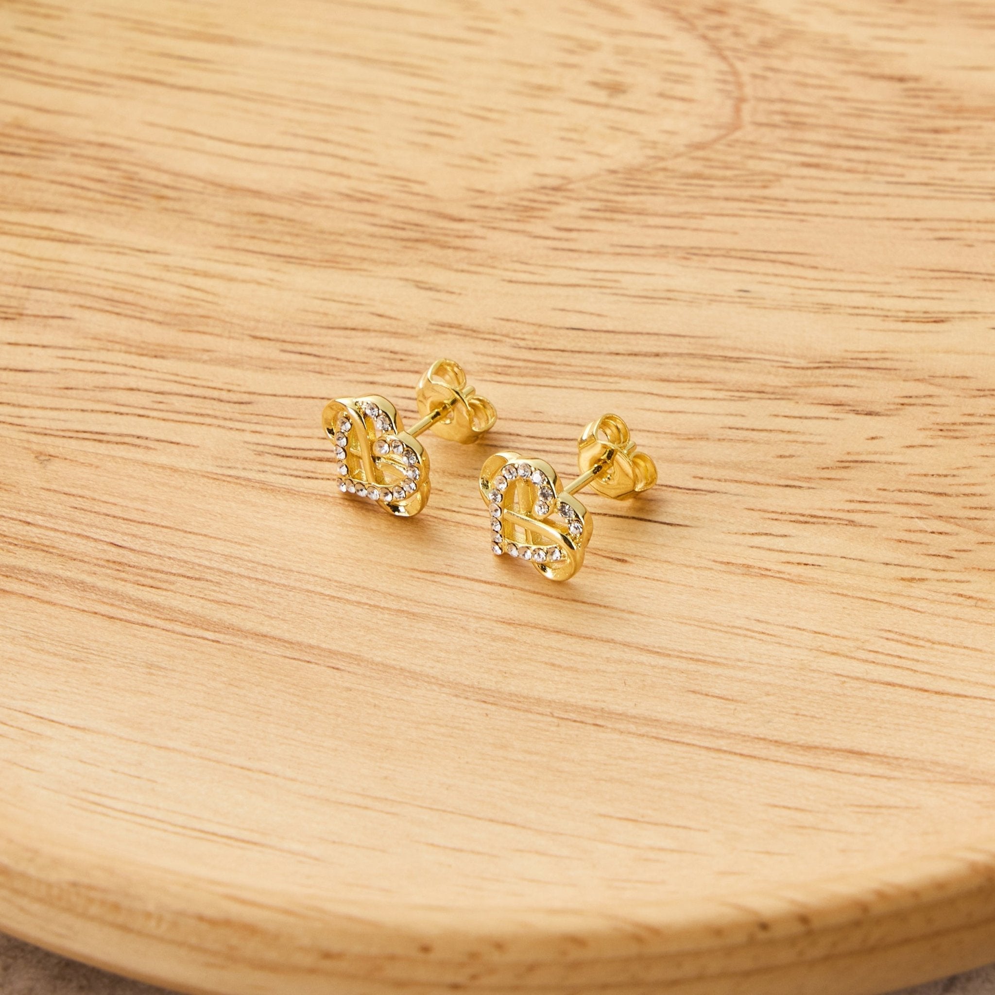 18k Gold Plated Infinity Heart Stud Earrings Created with Zircondia® Crystals