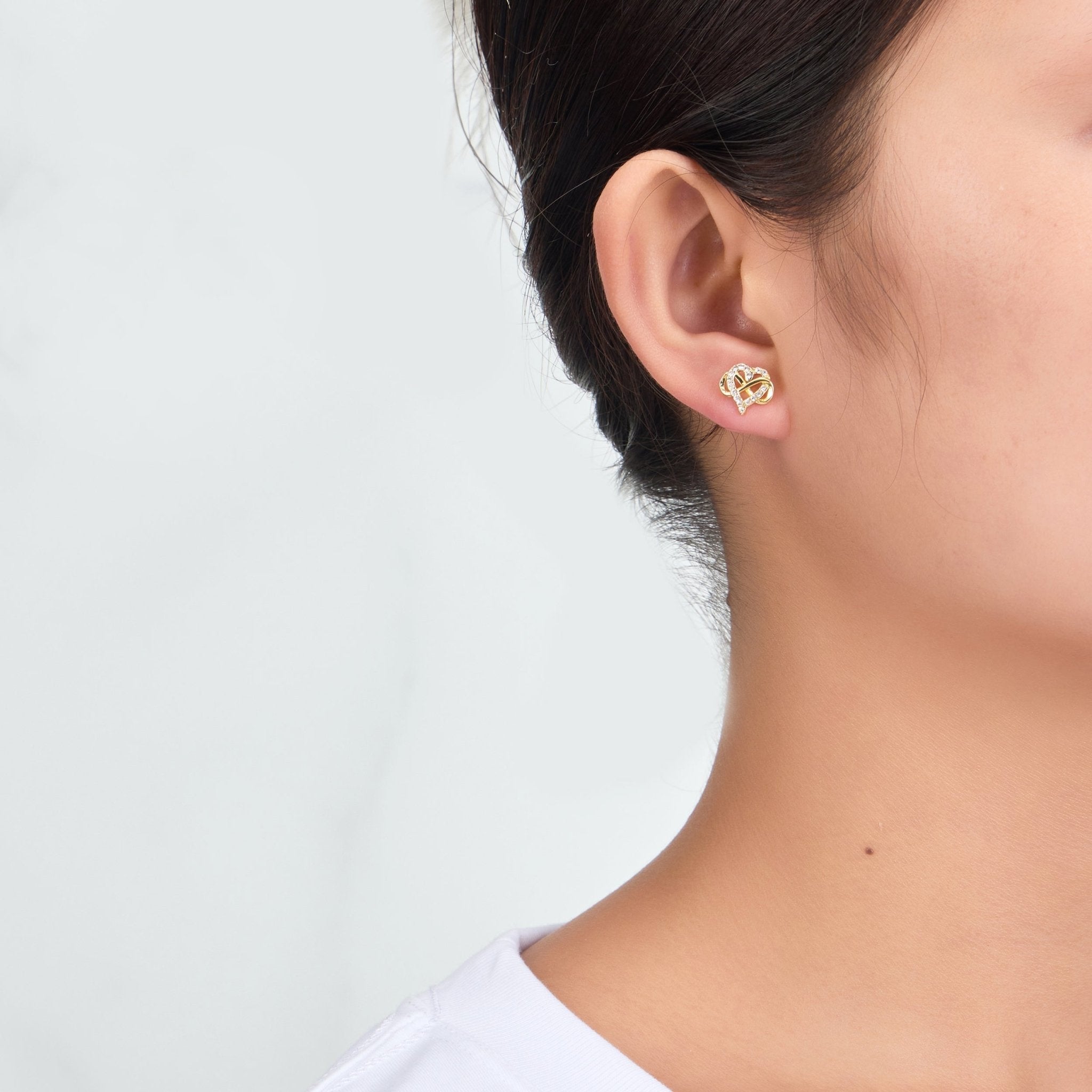 18k Gold Plated Infinity Heart Stud Earrings Created with Zircondia® Crystals