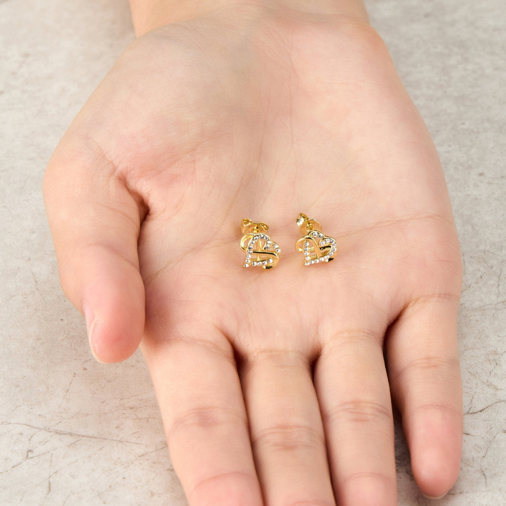 18k Gold Plated Infinity Heart Stud Earrings Created with Zircondia® Crystals