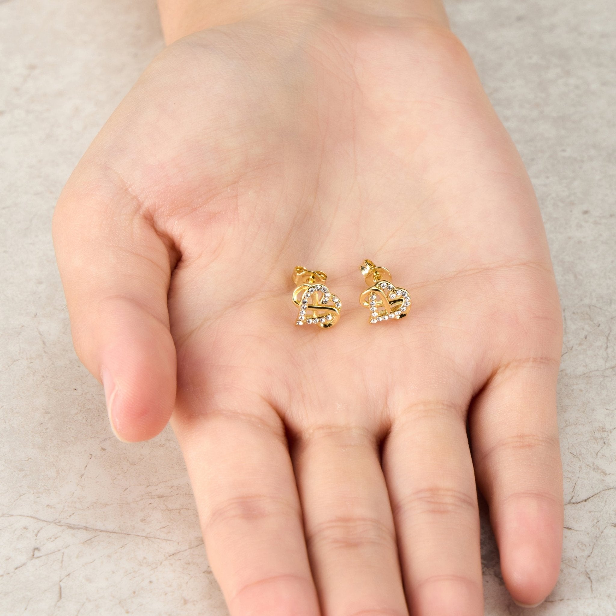 18k Gold Plated Infinity Heart Stud Earrings Created with Zircondia® Crystals
