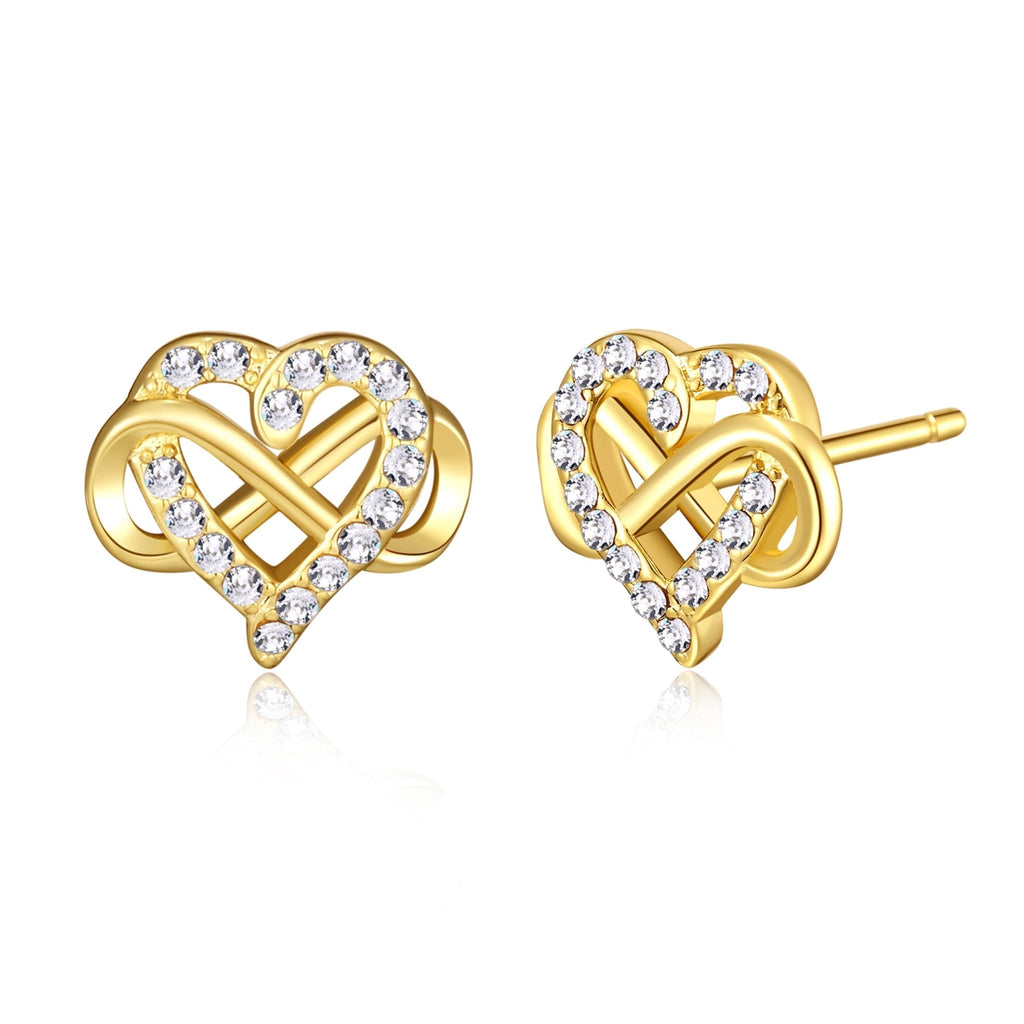 18k Gold Plated Infinity Heart Stud Earrings Created with Zircondia® Crystals