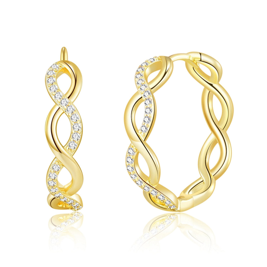 18k Gold Plated Infinity Hoop Earrings Created with Zircondia® Crystals