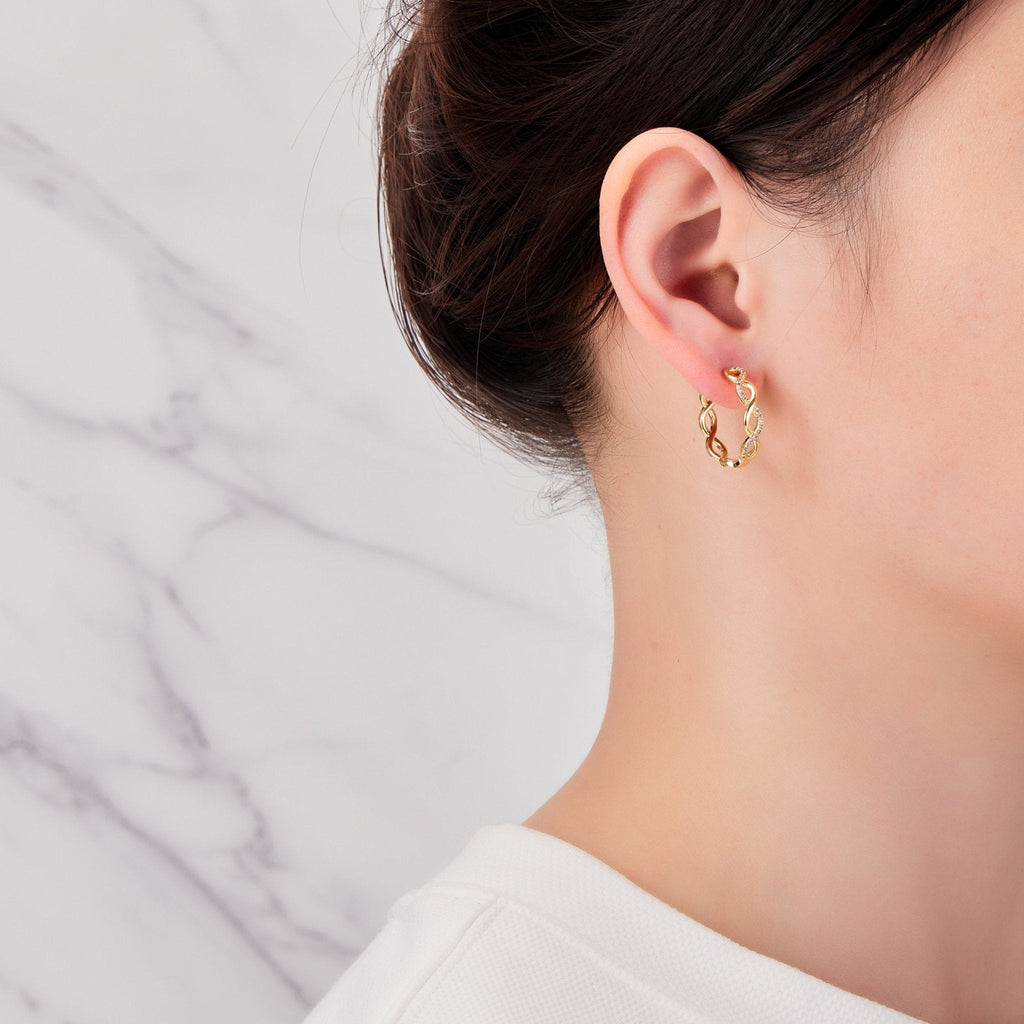 18k Gold Plated Infinity Hoop Earrings Created with Zircondia® Crystals