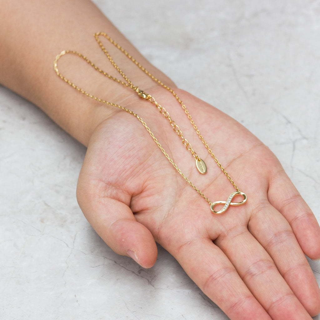 18k Gold Plated Infinity Pendant Necklace Created with Zircondia® Crystals