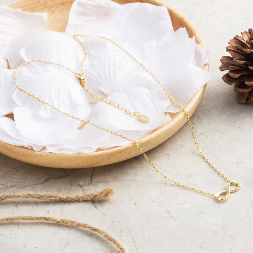 18k Gold Plated Infinity Pendant Necklace Created with Zircondia® Crystals