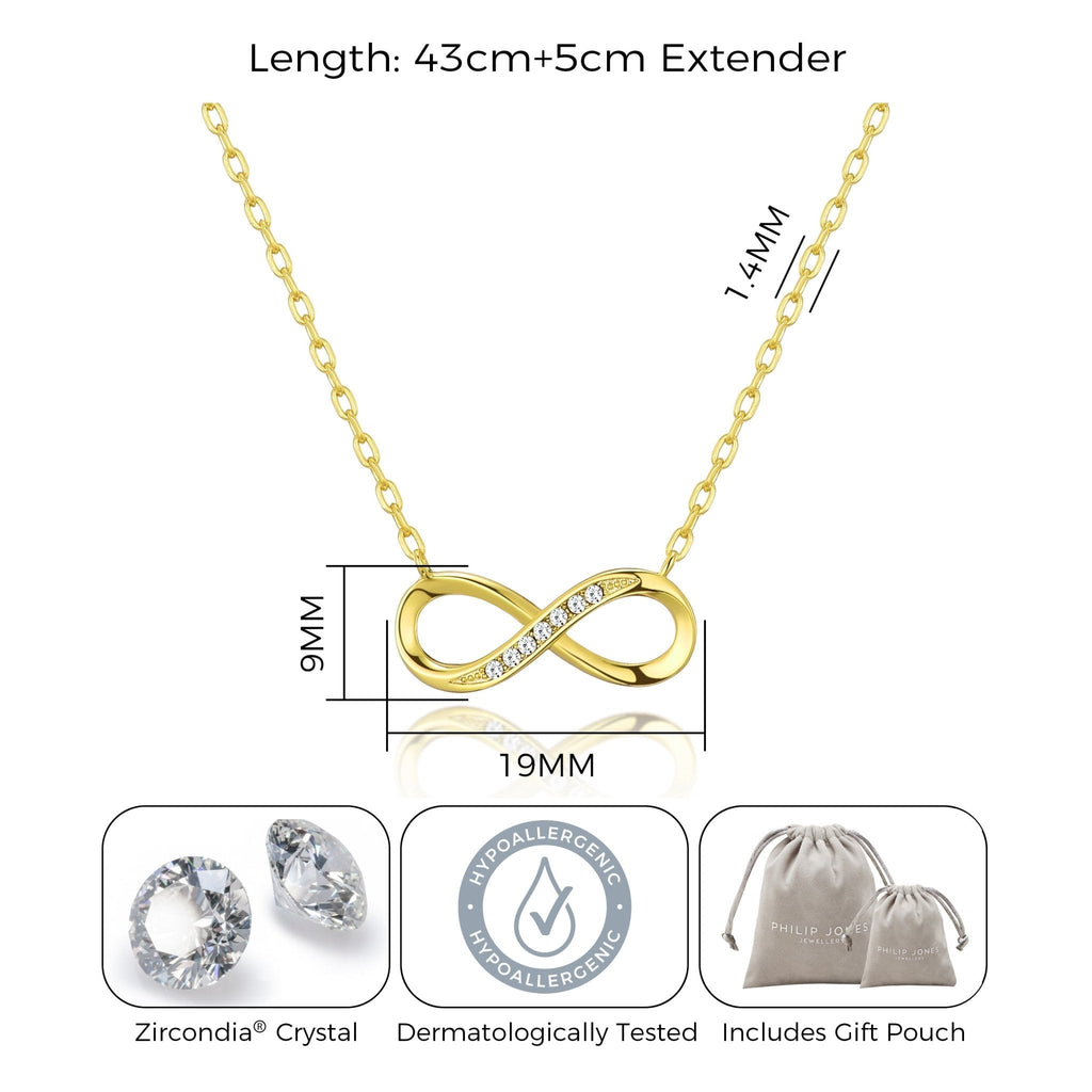 18k Gold Plated Infinity Pendant Necklace Created with Zircondia® Crystals