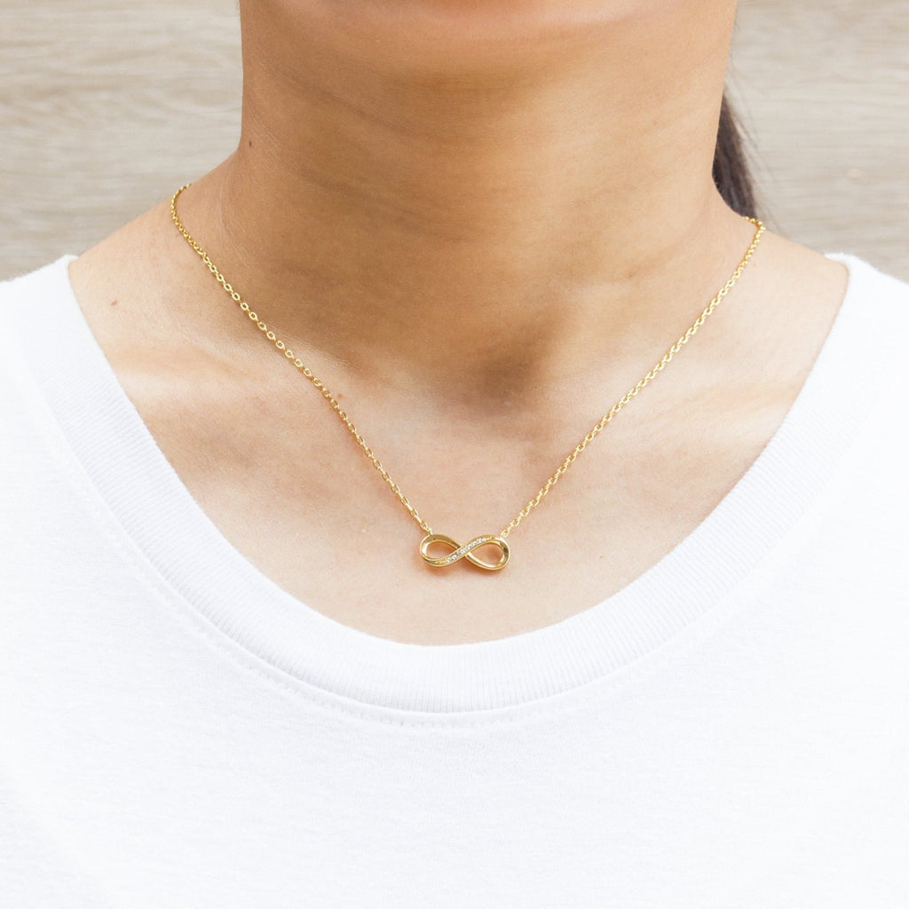 18k Gold Plated Infinity Pendant Necklace Created with Zircondia® Crystals