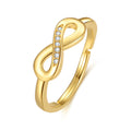 18k Gold Plated Adjustable Infinity Ring Created with Zircondia® Crystals