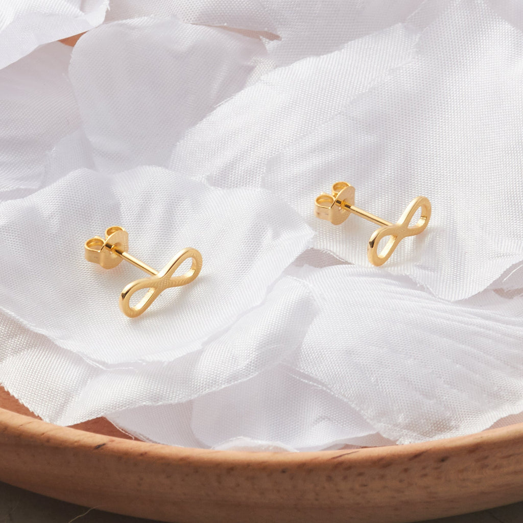 18k Gold Plated Infinity Stud Earrings