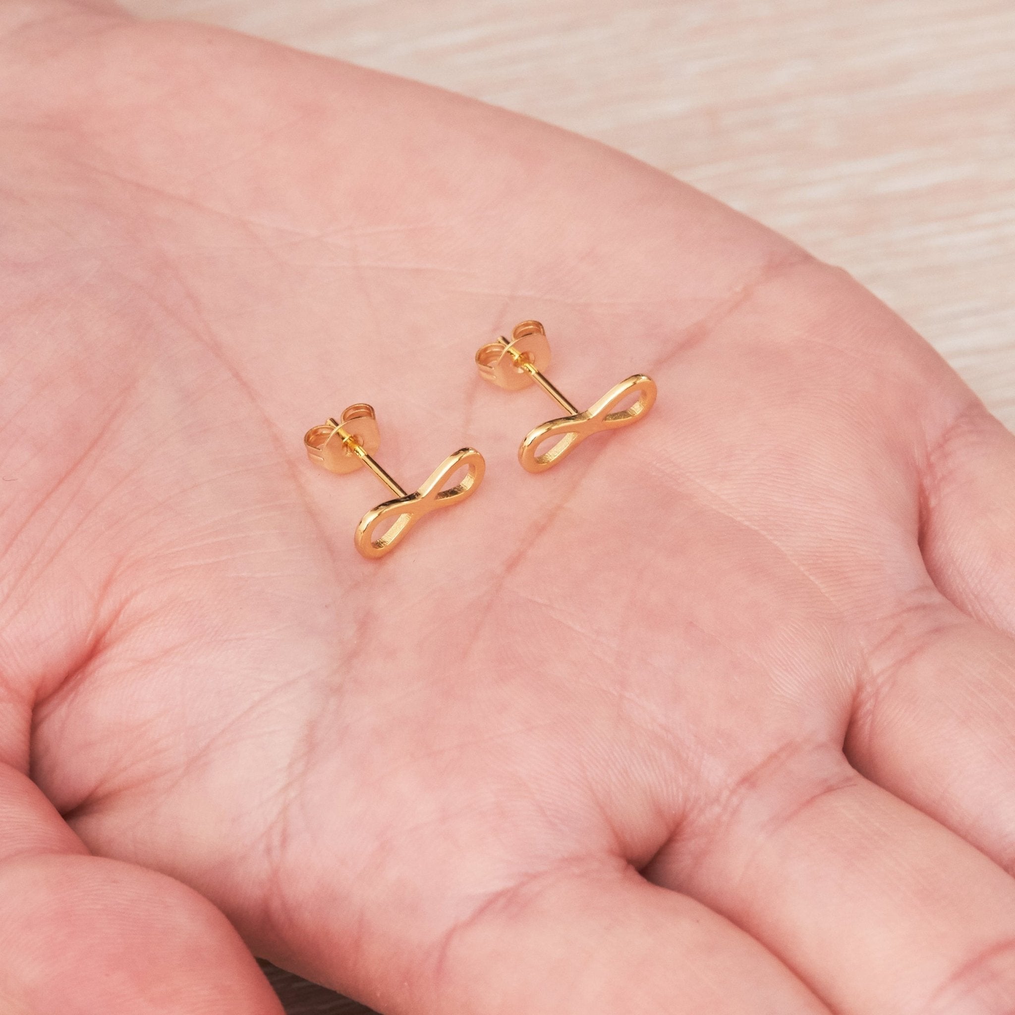 18k Gold Plated Infinity Stud Earrings