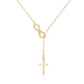 18k Gold Plated Infinity with Cross Lariat Necklace