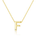 18k Gold Plated Initial Necklace Letter F Created with Zircondia® Crystals