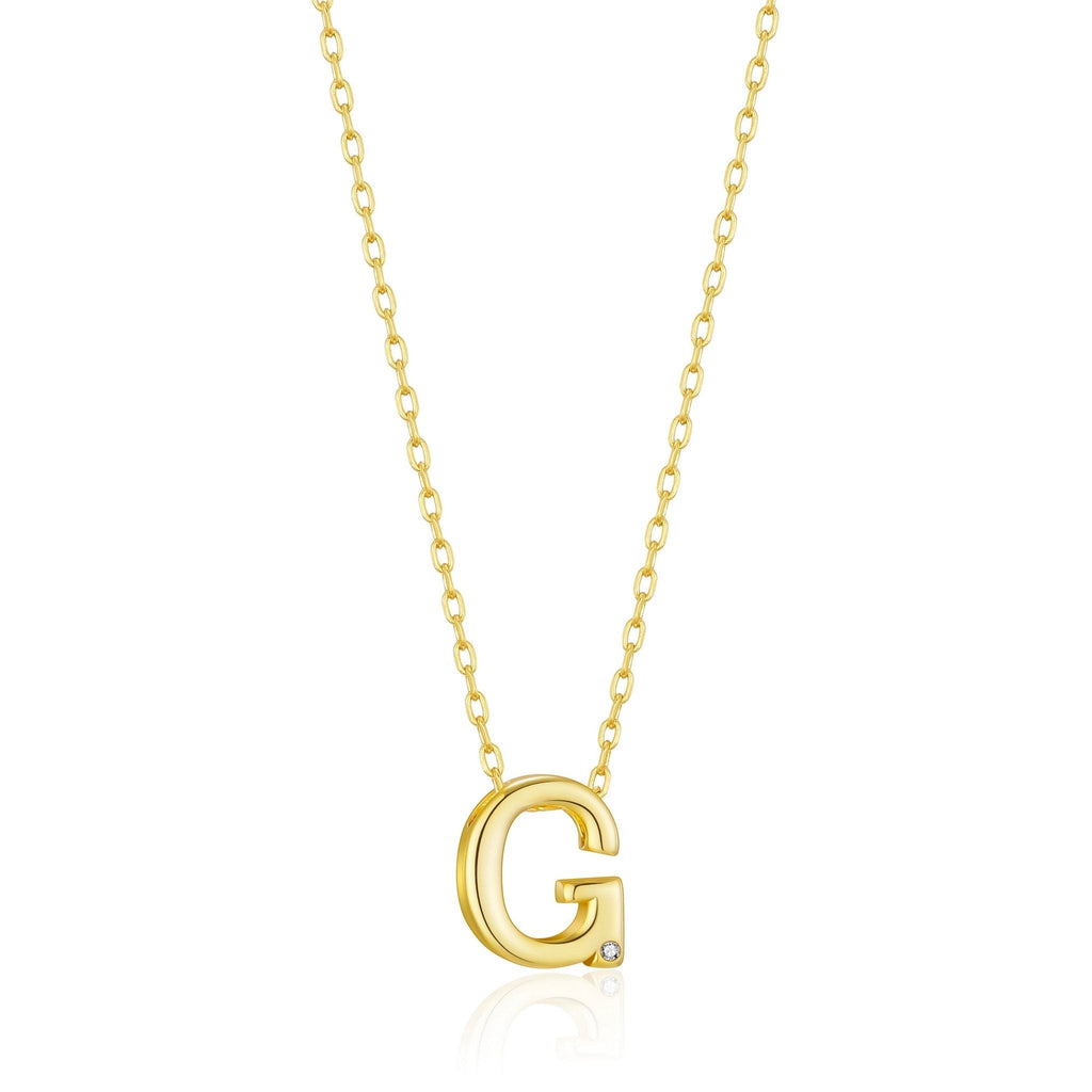 18k Gold Plated Initial Necklace Letter G Created with Zircondia® Crystals