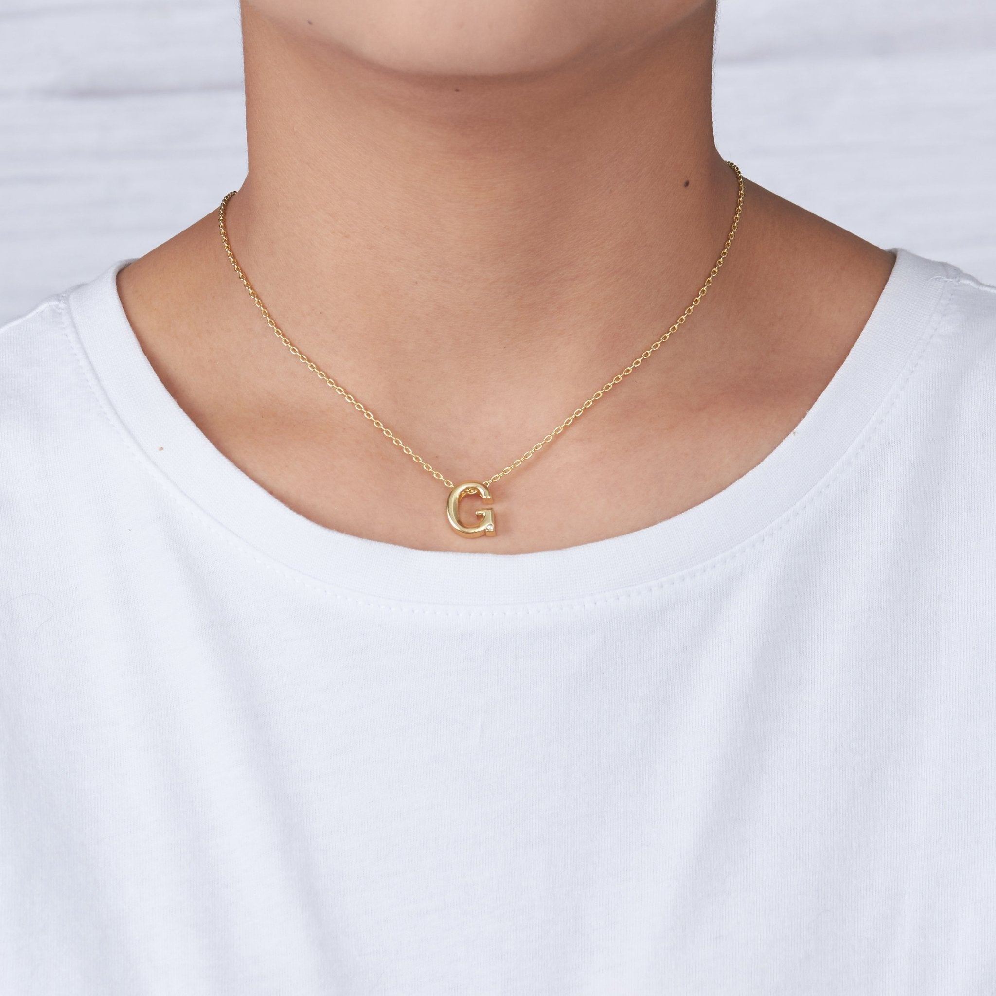 18k Gold Plated Initial Necklace Letter G Created with Zircondia® Crystals