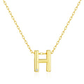 18k Gold Plated Initial Necklace Letter H Created with Zircondia® Crystals