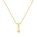 18k Gold Plated Initial Necklace Letter I Created with Zircondia® Crystals