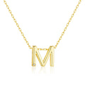 18k Gold Plated Initial Necklace Letter M Created with Zircondia® Crystals